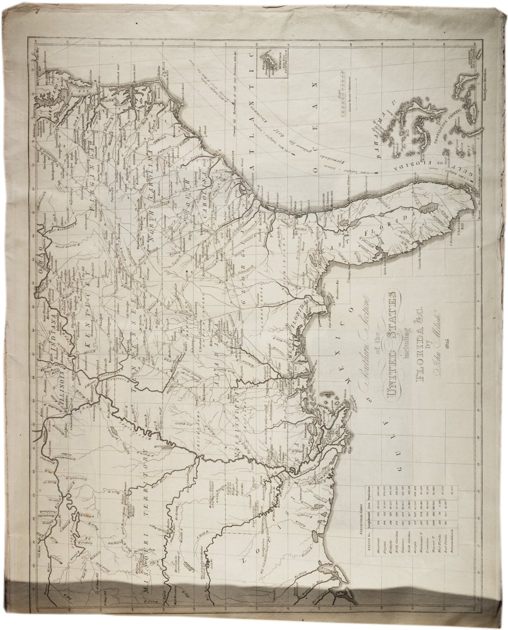 Kaart van de Verenigde Staten, 1816 door John Melish