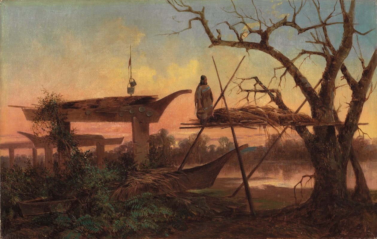 Chinook-begraafplaatsen, ca. 1870 door John Mix Stanley