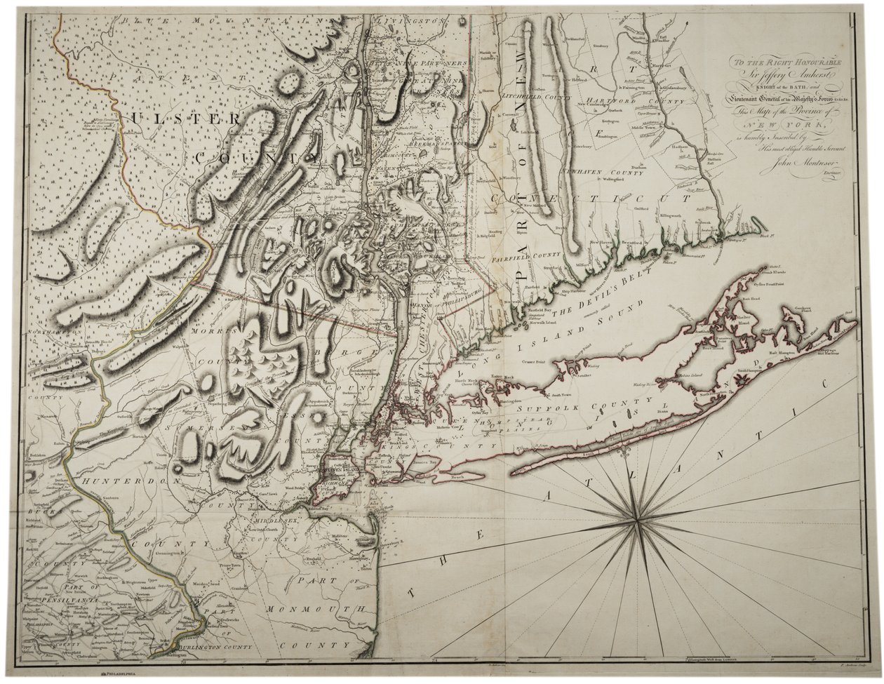 Kaart van Lager New York State en Omgeving, c.1775 door John Montresor