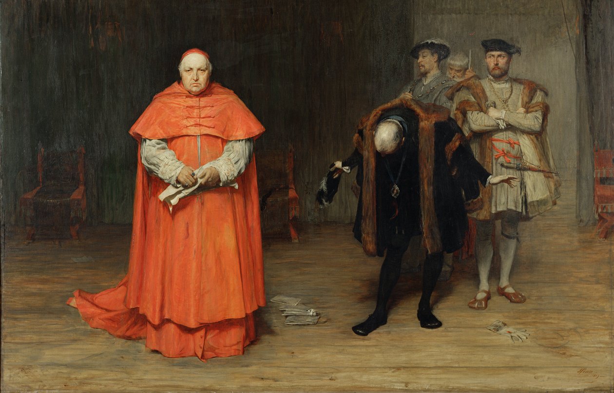 De schande van kardinaal Wolsey (1475-1530) door John Pettie
