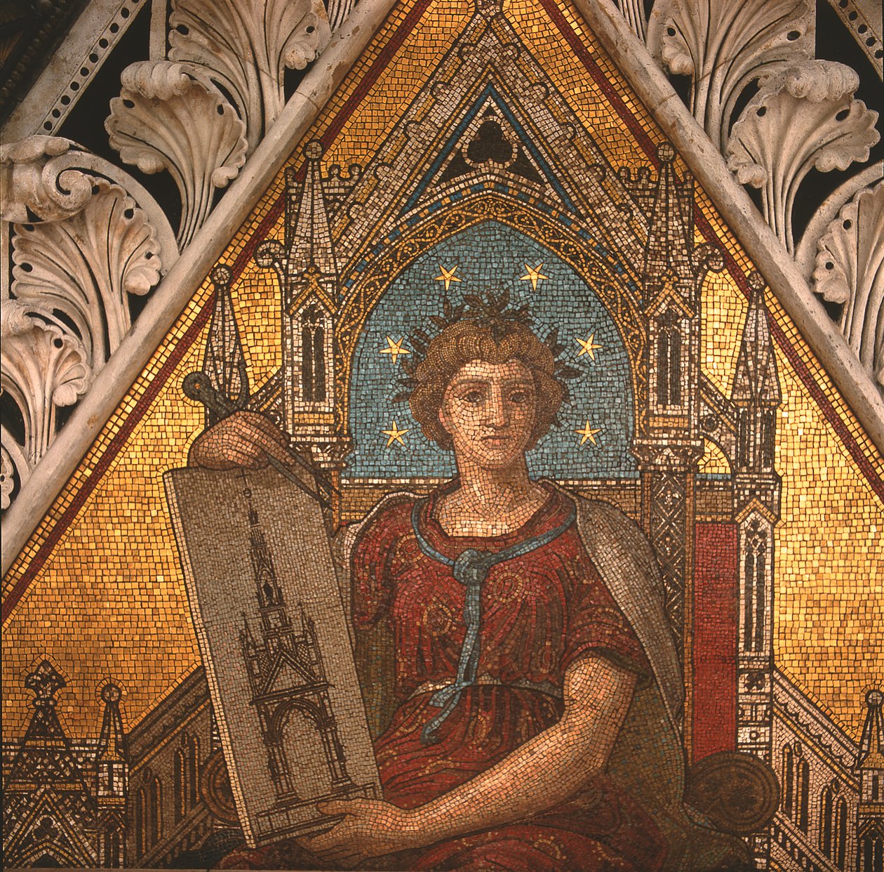 Detail van architectuur van het Albert Memorial, uitgevoerd door Antonio Salviati door John Richard Clayton