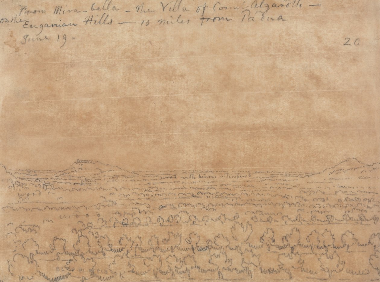 Vanaf Mirabella, de villa van graaf Algarotti op de Euganeïsche Heuvels door John Robert Cozens