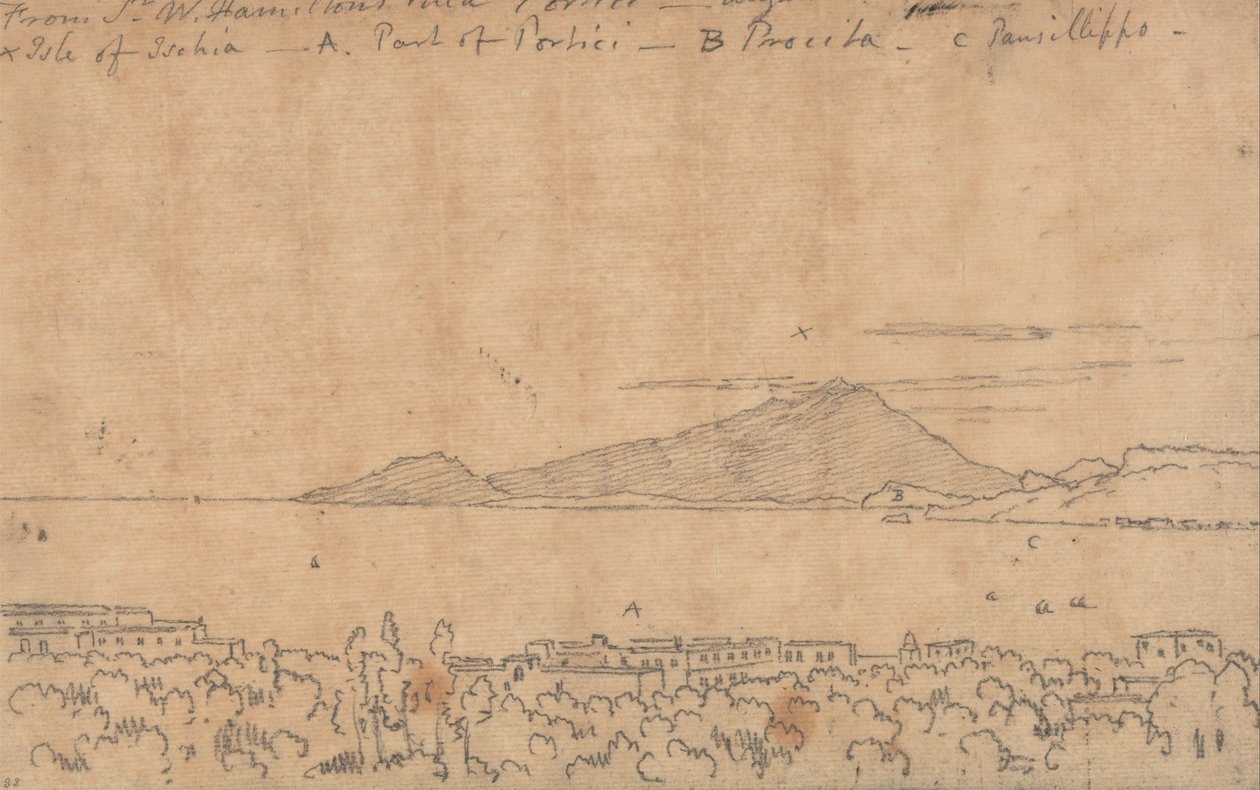 Vanuit de villa van Sir W. Hamilton, Portici, 12 augustus door John Robert Cozens