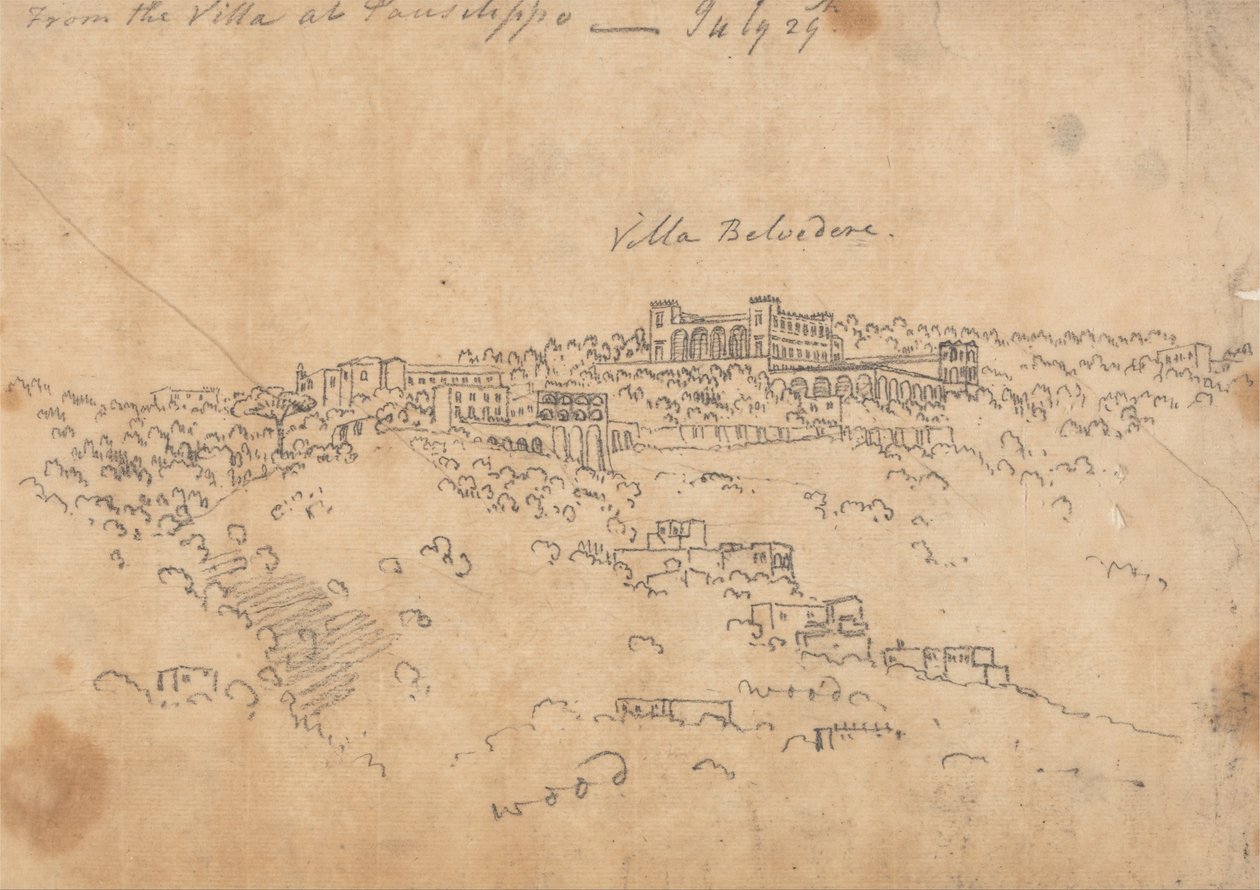 Vanaf de Villa in Posillipo, 29 juli door John Robert Cozens