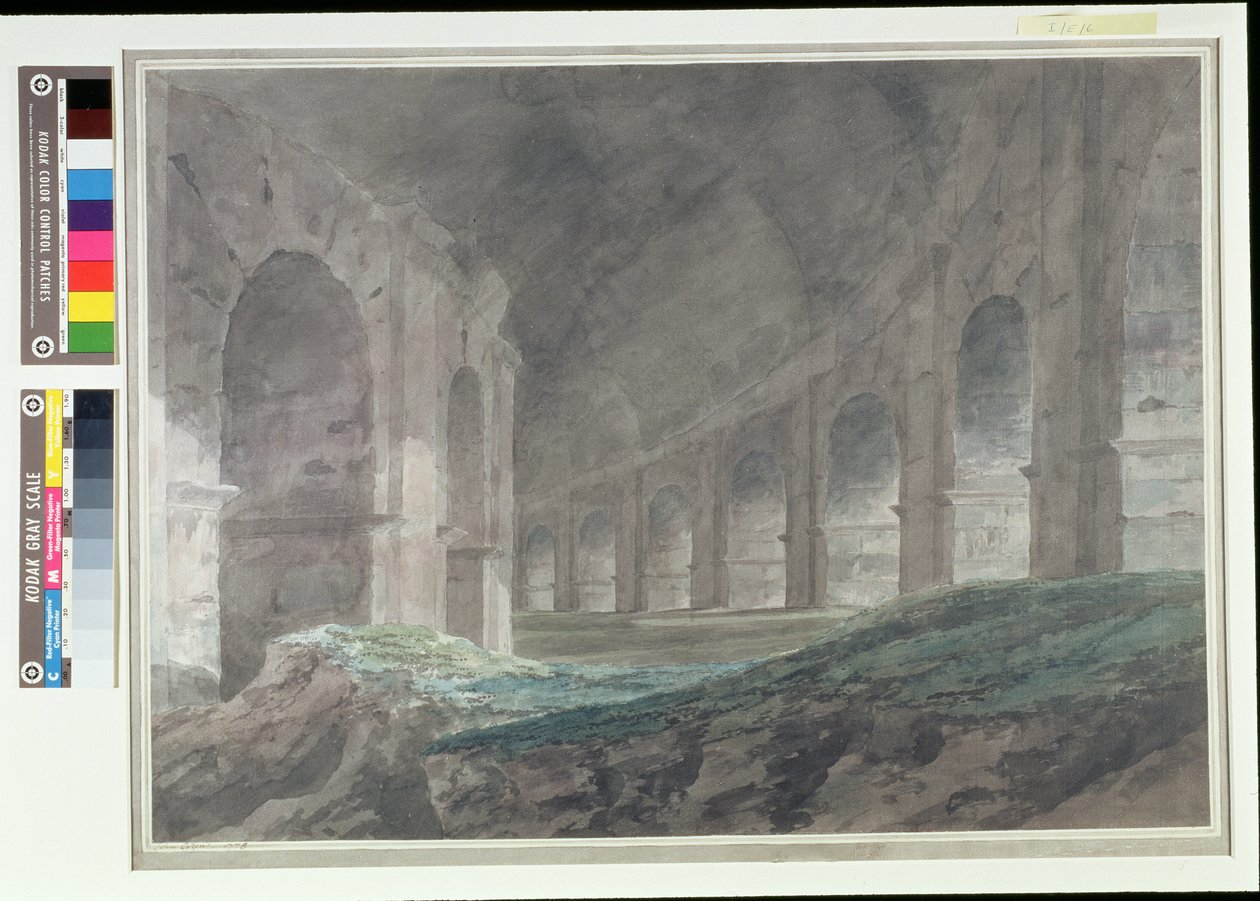 Interieur van de onderste wandelgang van het Colosseum, Rome, 1778 door John Robert Cozens