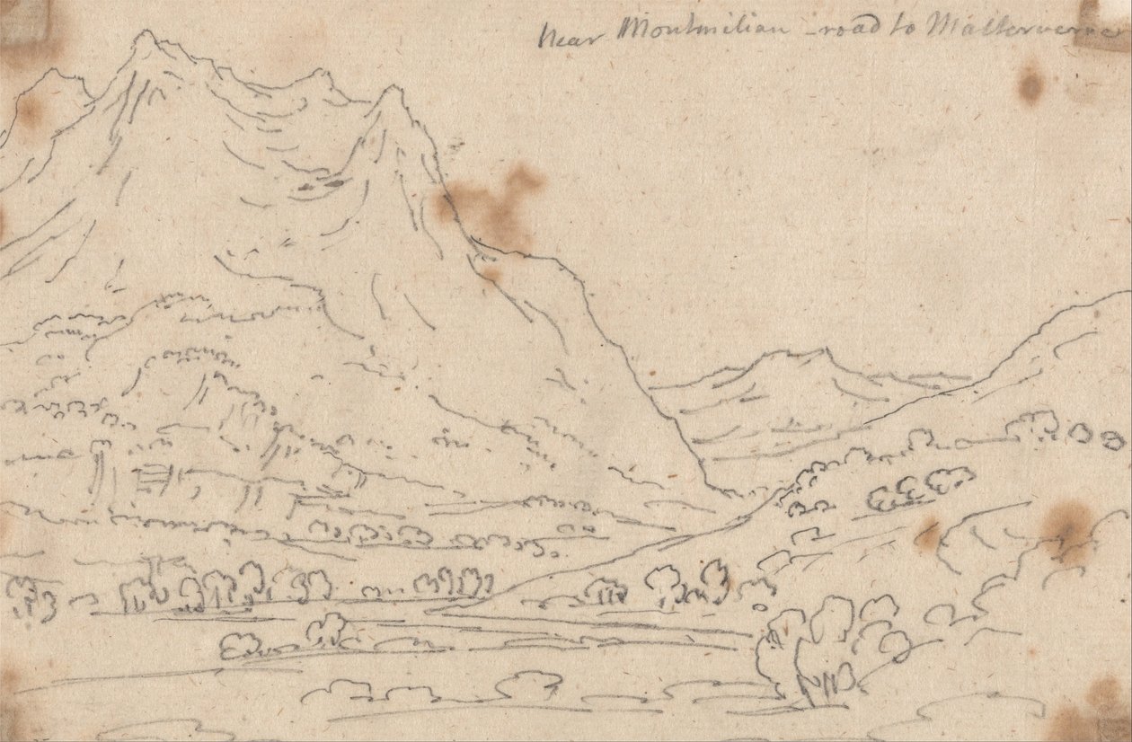 Bij Montmilian, weg naar Malterverne door John Robert Cozens
