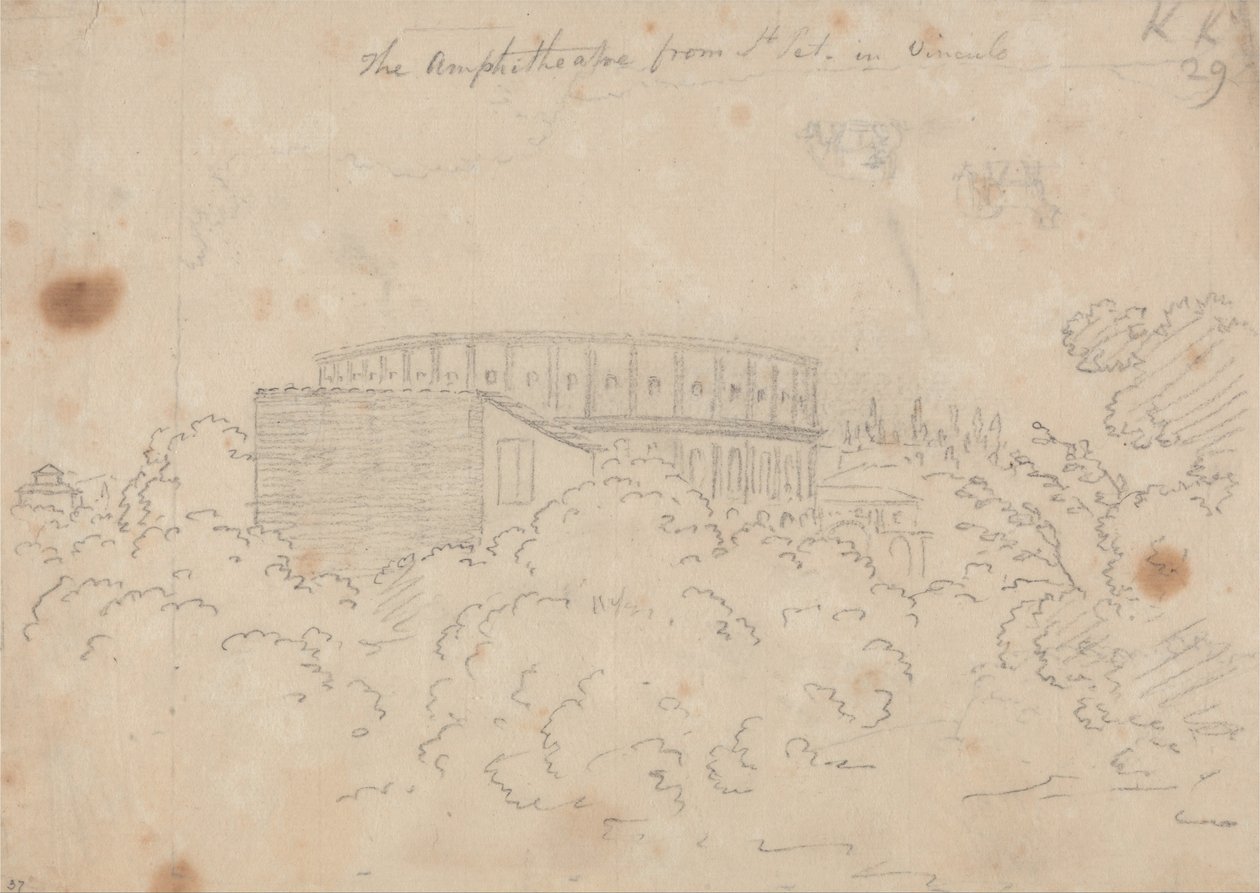 Het amfitheater gezien vanaf S. Pietro in Vinculo door John Robert Cozens