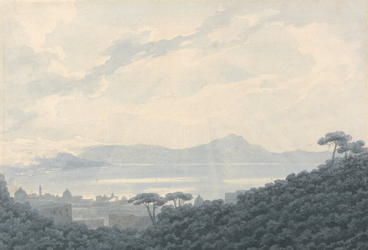 De baai van Napels vanuit Capodimonte, Italië door John Robert Cozens
