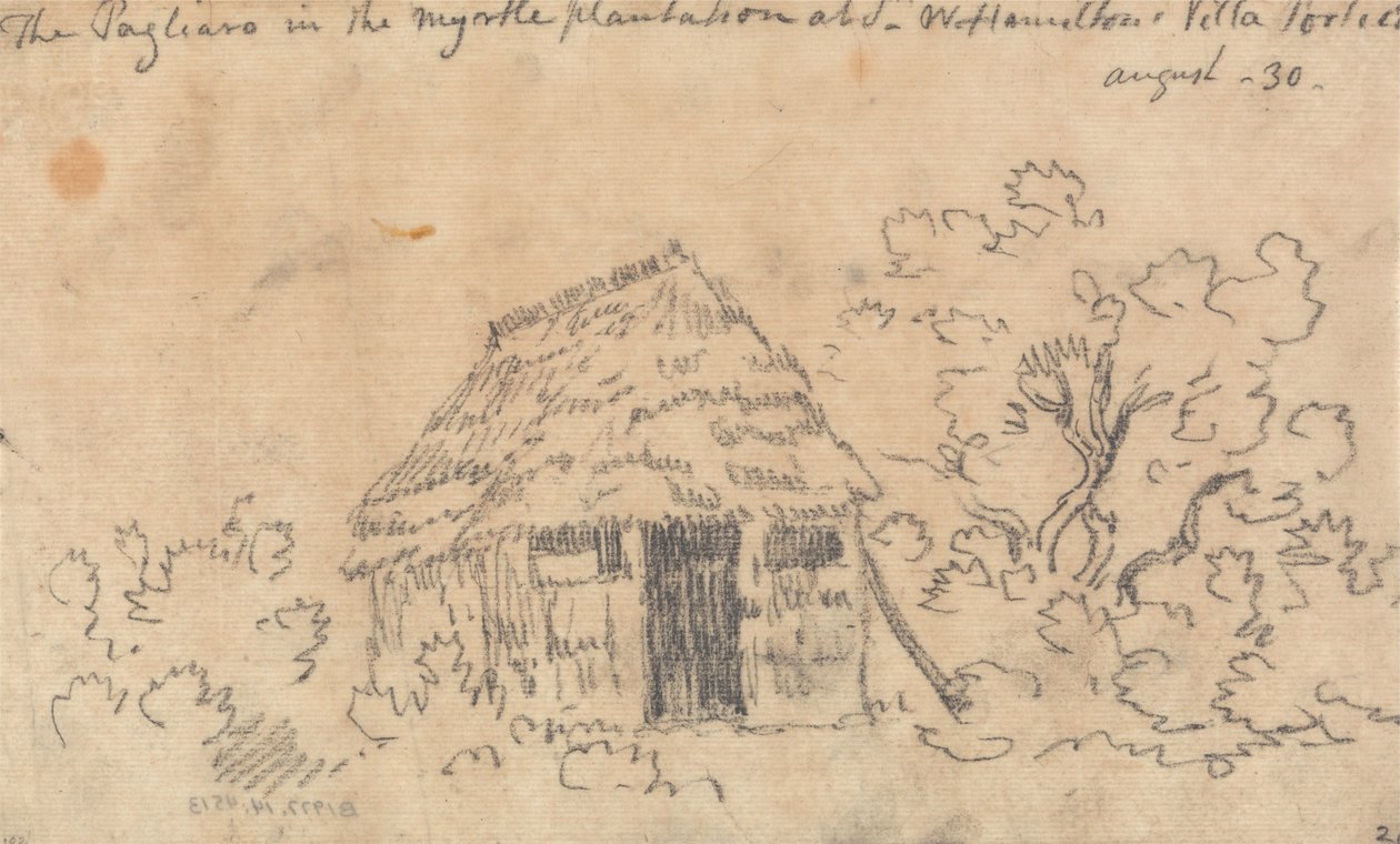 De Pagliaro in de mirteplantage bij de villa van Sir William Hamilton, Portici door John Robert Cozens