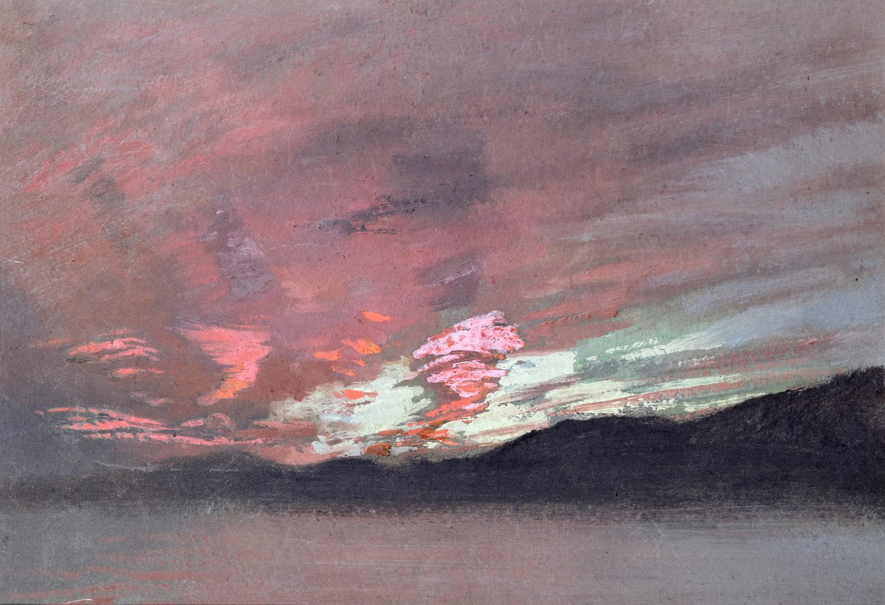 Stormachtige Zonsondergang vanuit Brantwood, Ruskins huis in Cumbria door John Ruskin