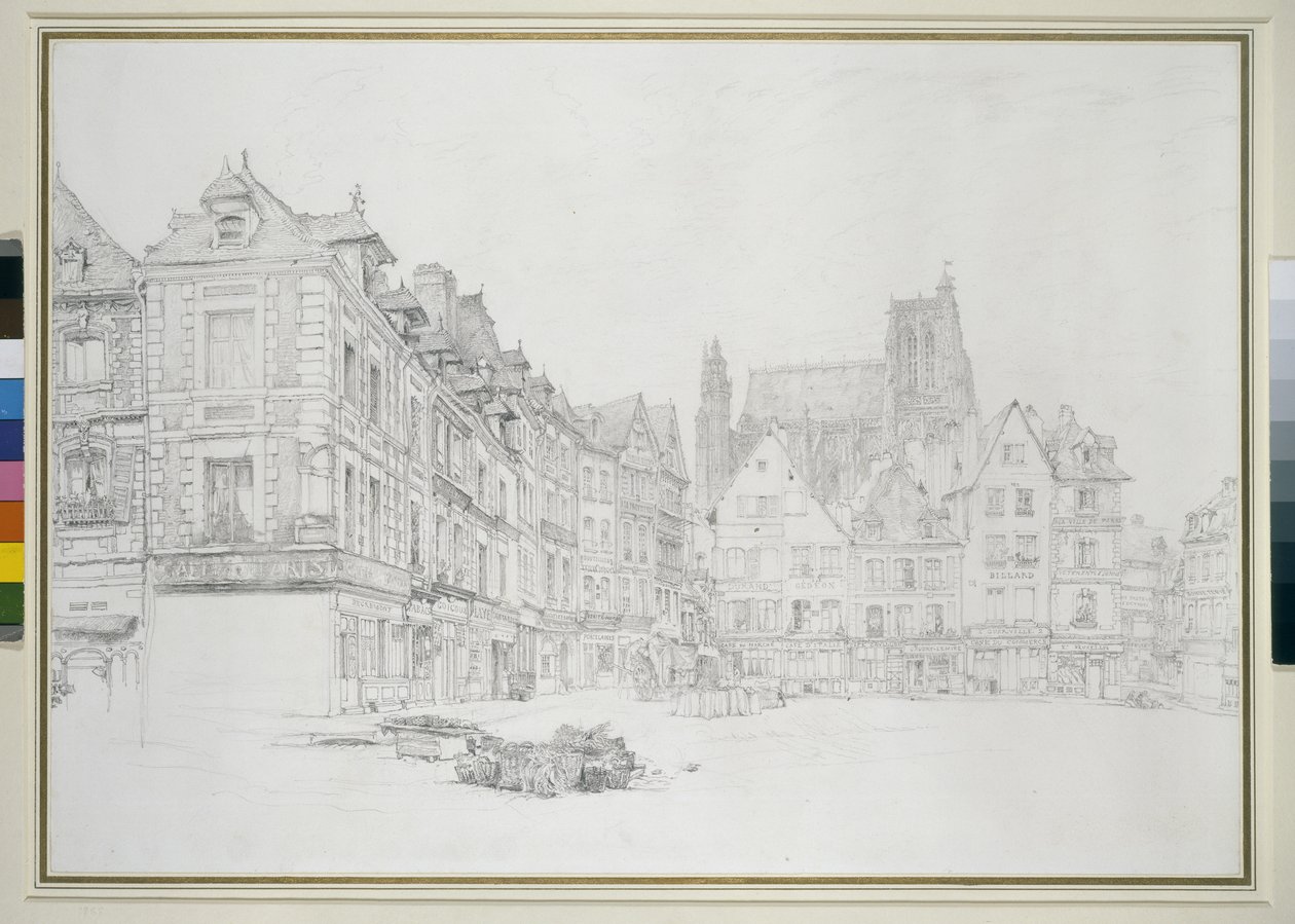 Studie voor detail van de markt, Abbeville (detail) door John Ruskin