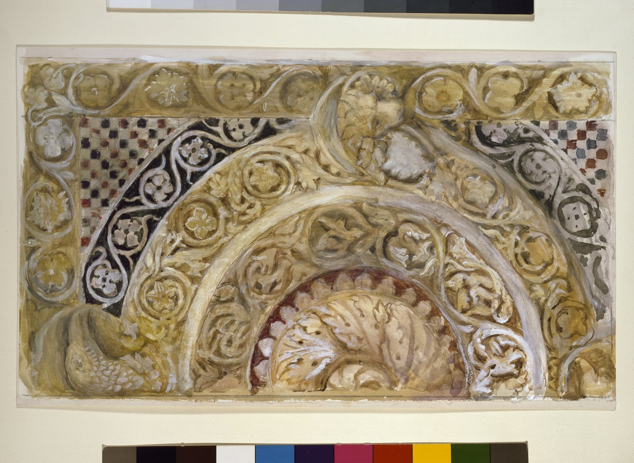 Studie van een paneel op de doopvont van de Baptisterium, Pisa, 27 - 29 april 1872 door John Ruskin