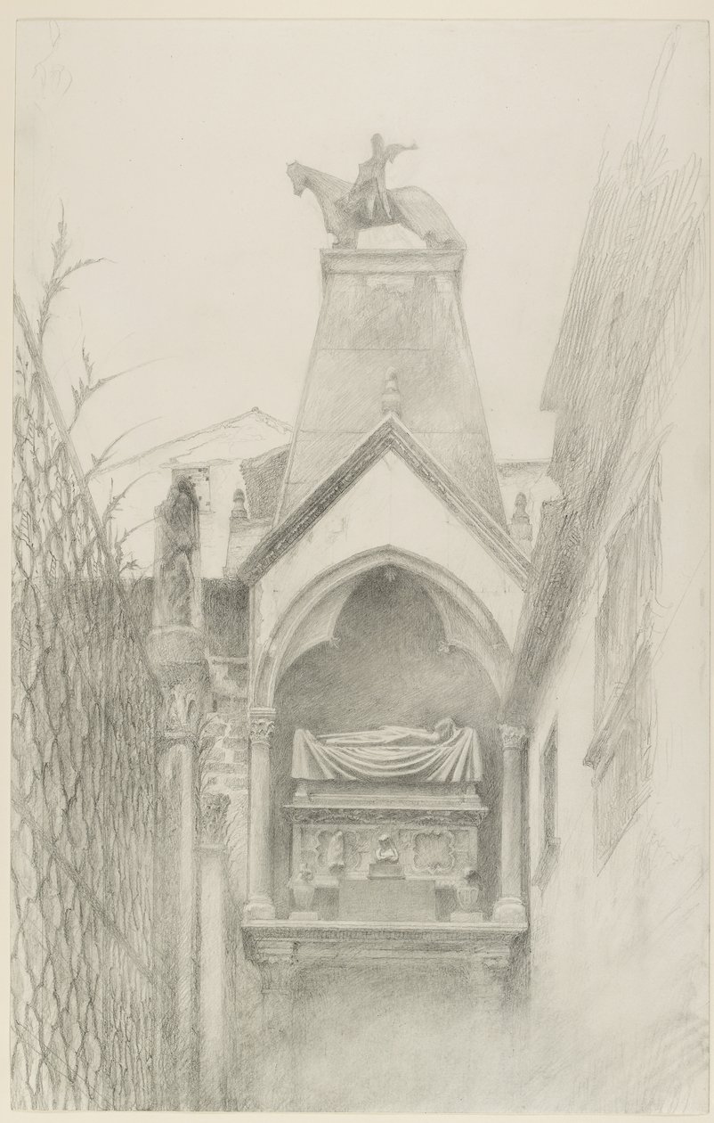 Studie van het graf van Can Grande della Scala in Verona, mei - augustus 1869 door John Ruskin