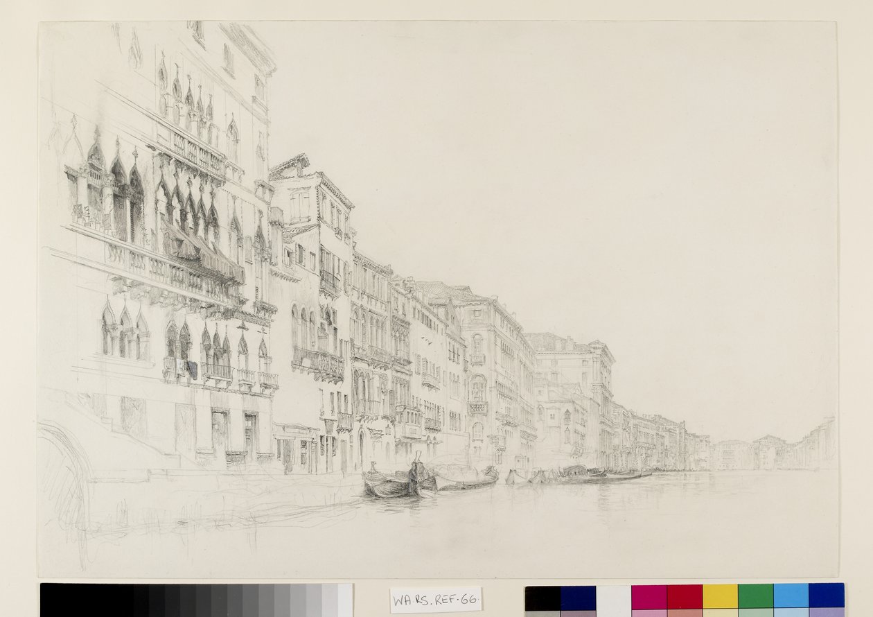 Uitzicht vanaf het Palazzo Bembo naar het Palazzo Grimani, Venetië, mei - juni 1870 door John Ruskin