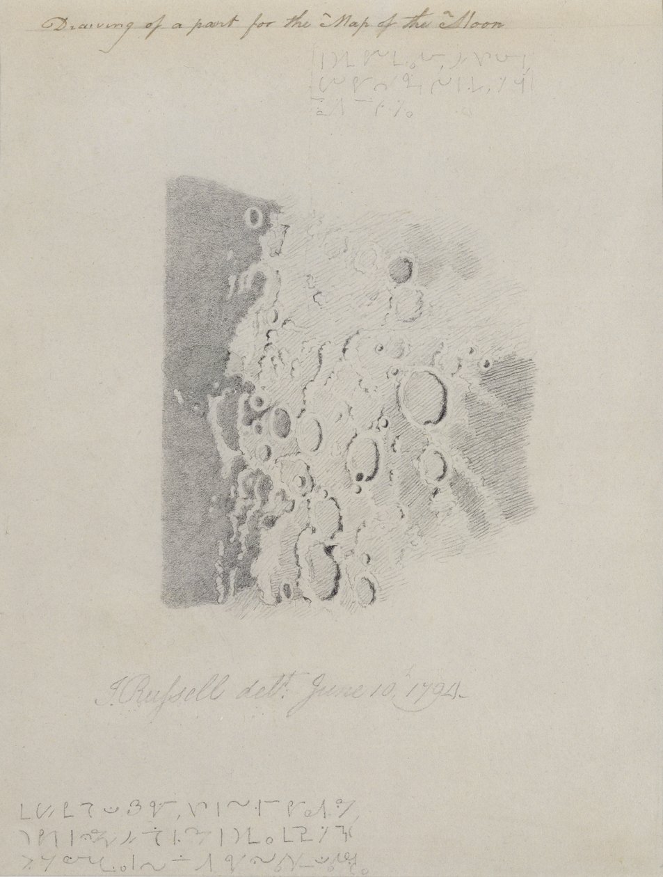 Tekening voor de maankaart, 1794 door John Russell