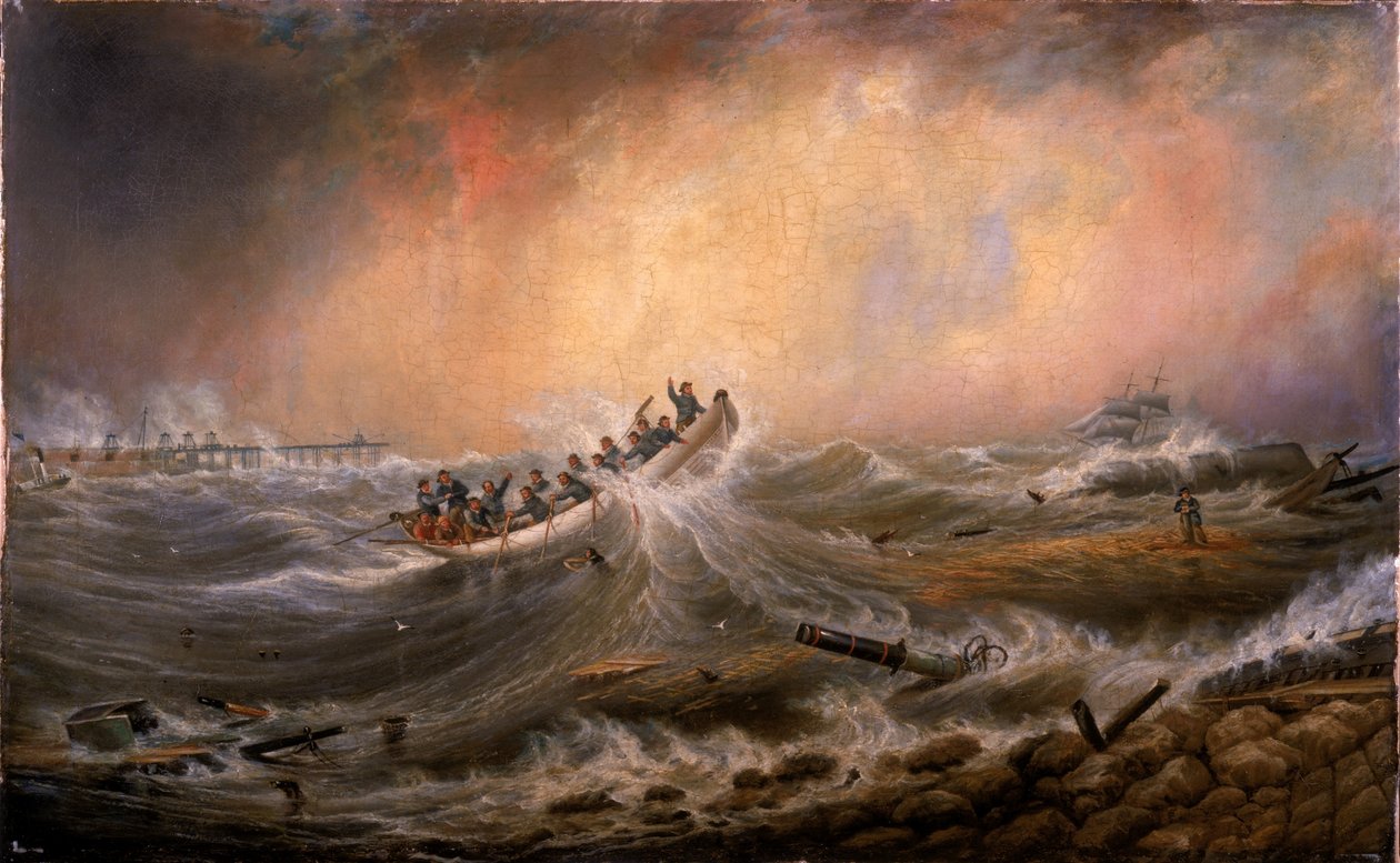 Schipbreuk bij de Zuidpier 1861 door John Scott