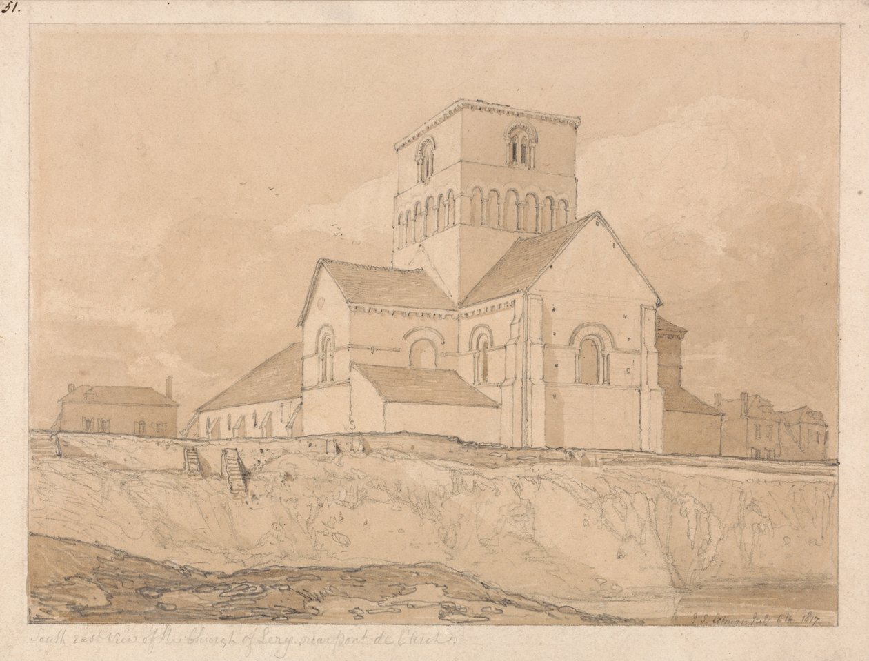 Zuidoostelijk uitzicht op de kerk van Lery, nabij Pont-de-l