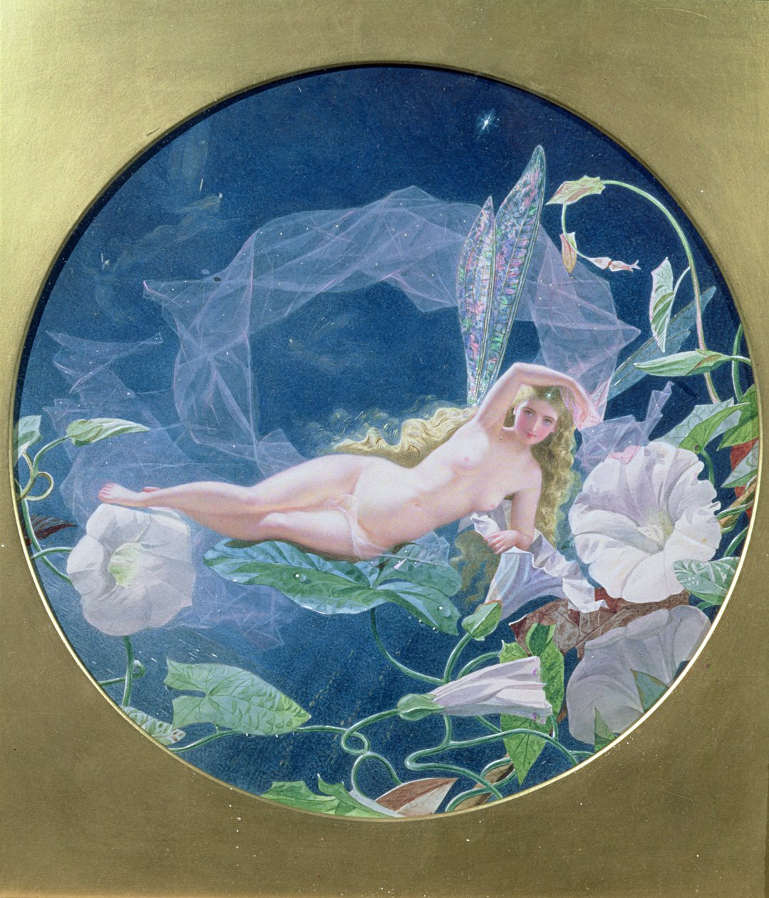 Titania liggend op een blad door John Simmons