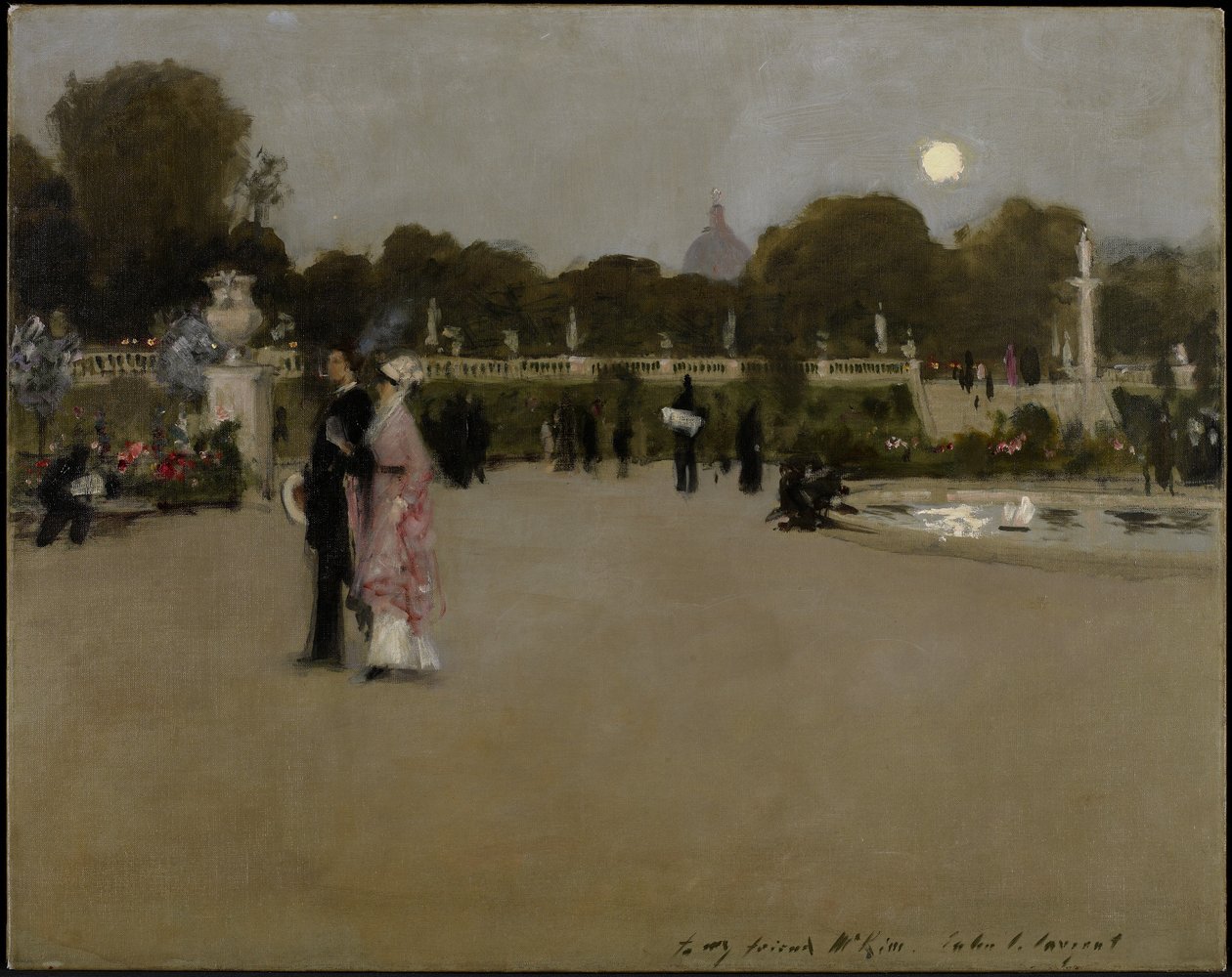 Luxemburgse tuinen bij schemering, 1879 door John Singer Sargent