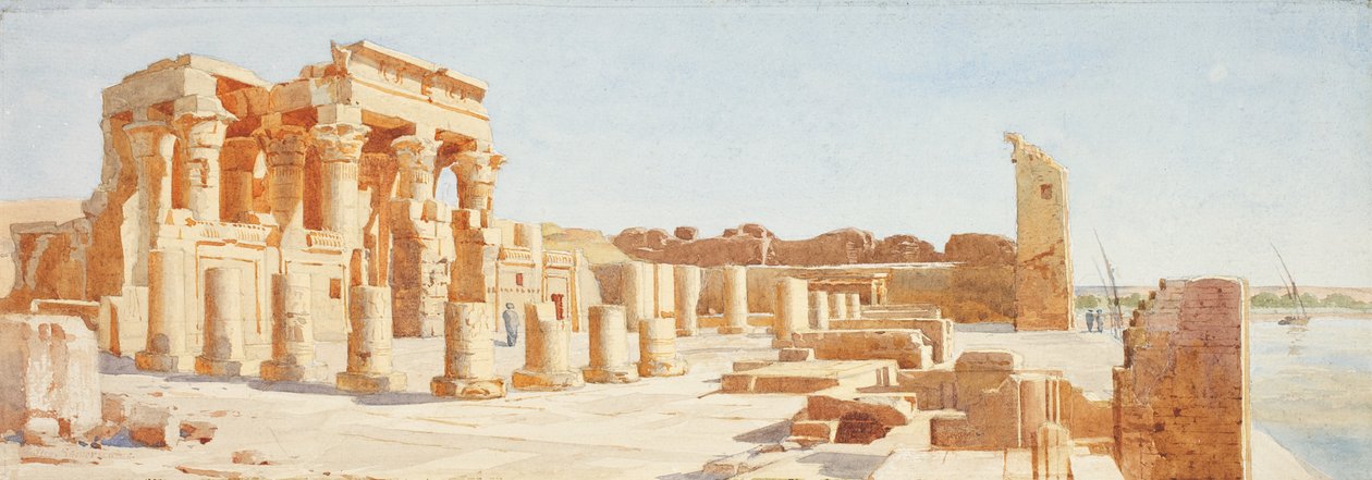 Tempel in Kom-Ombo, Boven-Egypte, ca. 1907-10 door John Somerscales