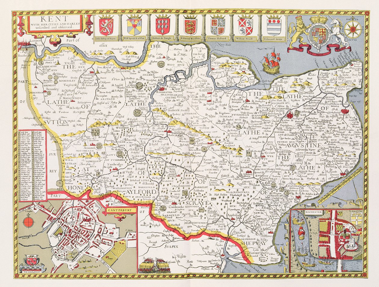 Kent, gegraveerd door Jodocus Hondius (1563-1612) uit John Speed