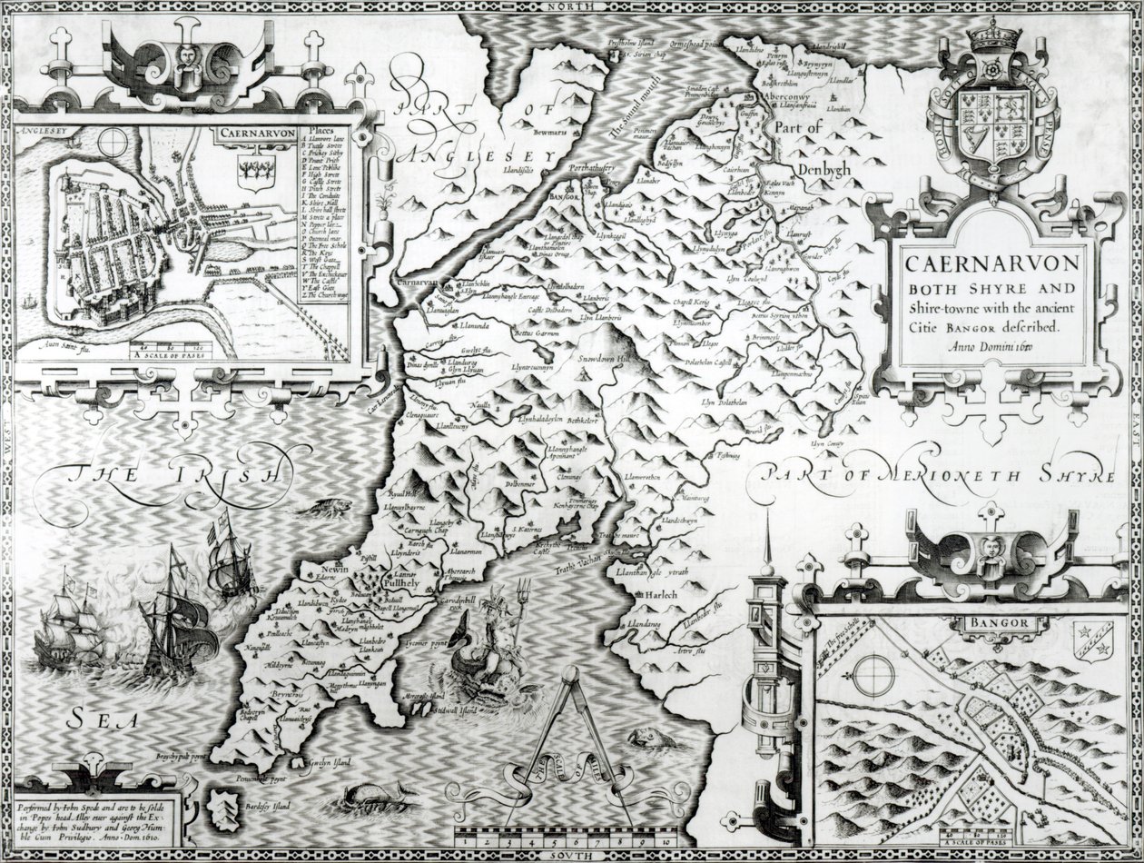 Kaart van Caernarvon, 1616 door John Speed