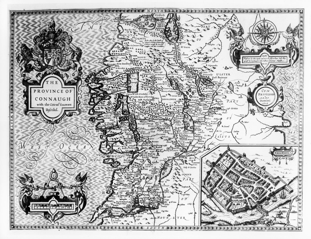 De Provincie Connaught met de Stad Galway Beschreven, gegraveerd door Jodocus Hondius, uit 