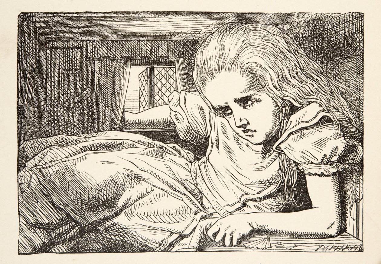 Alice groeit te groot voor de kamer, uit Alice