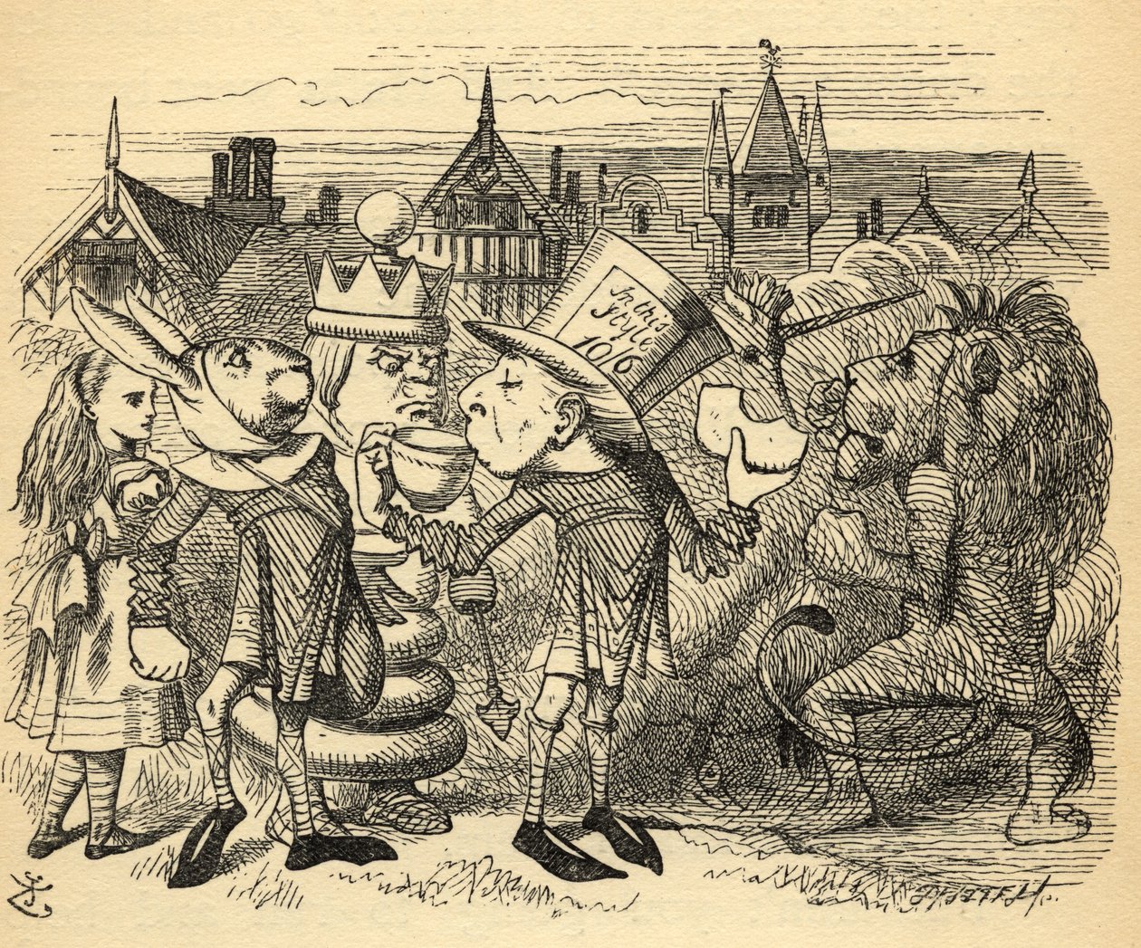 De Gekke Hoedenmaker, Haas, de Koning en Alice, illustratie uit 