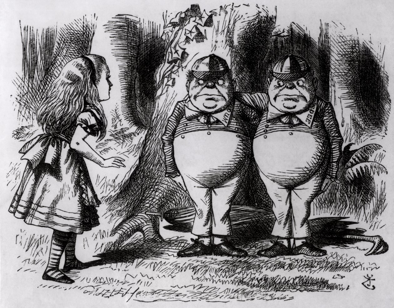 Tweedledum en Tweedledee, illustratie uit 
