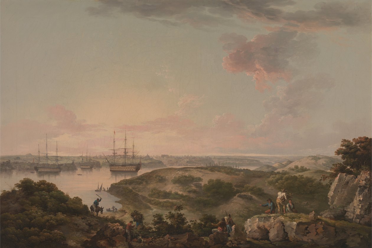 Port Mahon, Minorca met Britse Oorlogsschepen voor Anker door John Thomas Serres