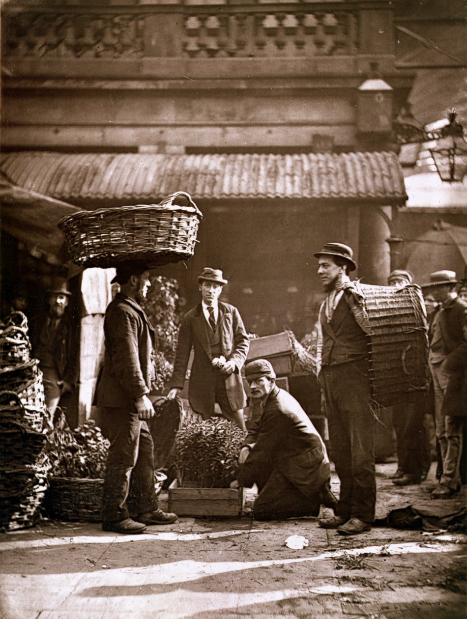 Arbeiders van Covent Garden (woodburytype) door John Thomson