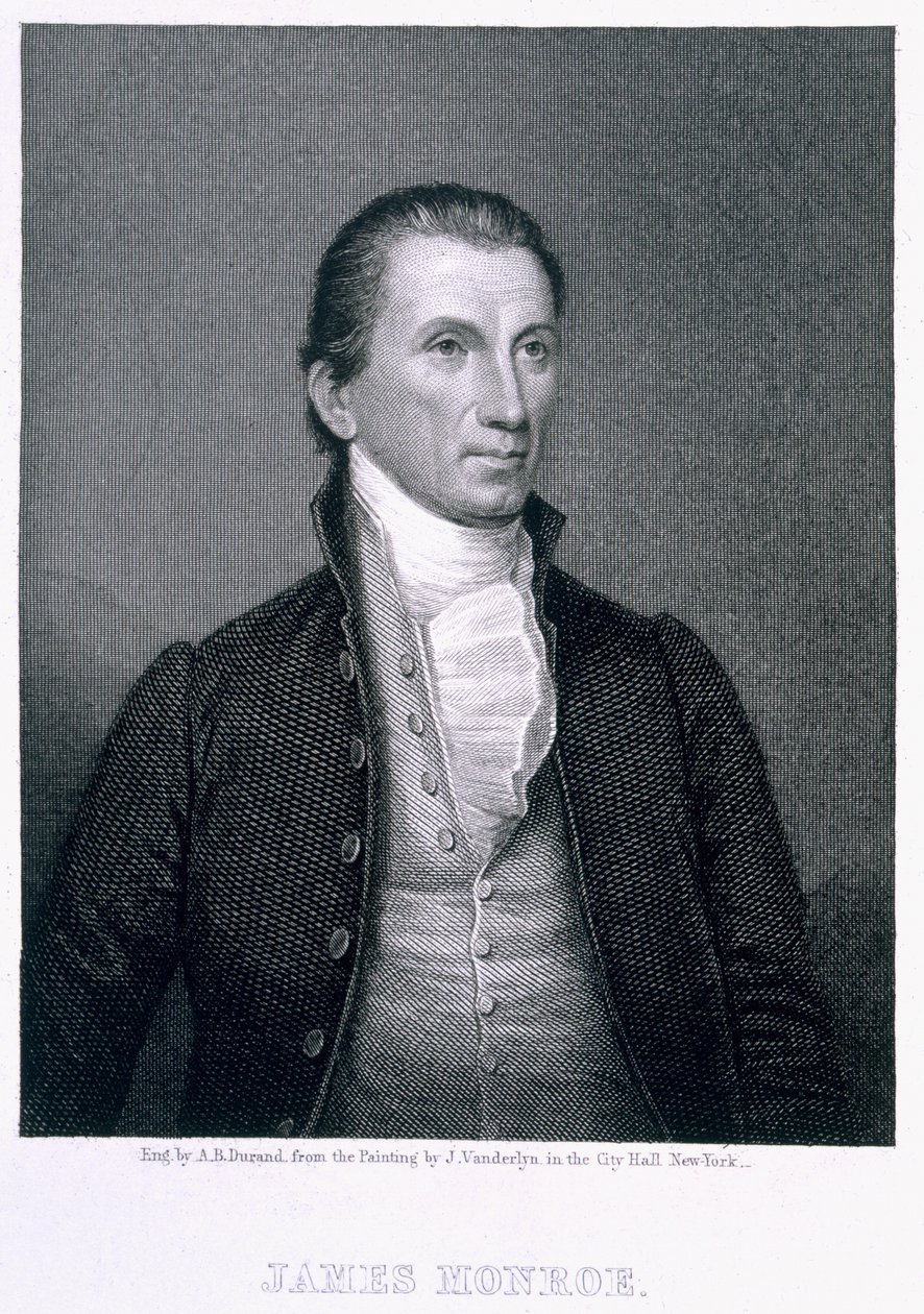 James Monroe, gegraveerd door Asher Brown Durand (1796-1886) door John Vanderlyn