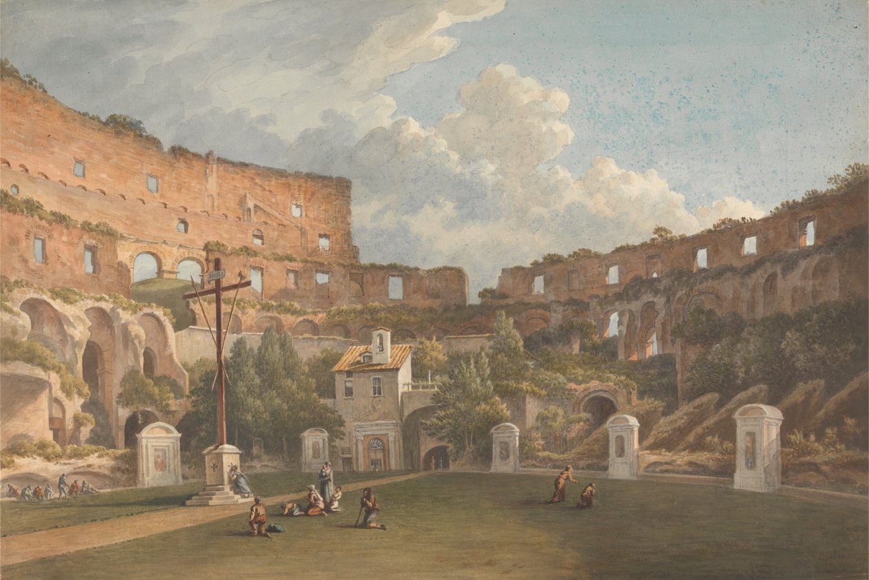 Een interieurzicht van het Colosseum, Rome door John Warwick Smith