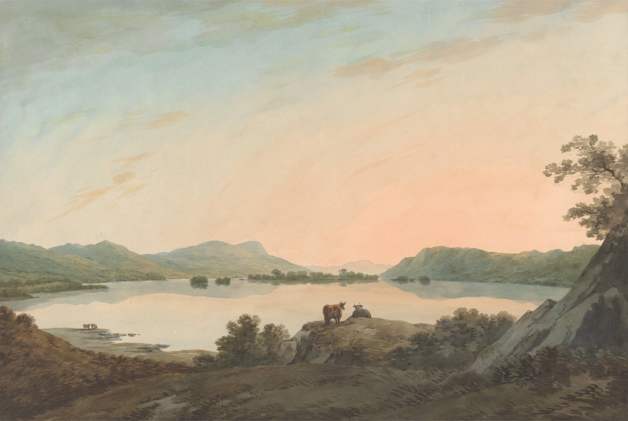Lake Windermere vanuit Calgarth met Belle Isle door John Warwick Smith