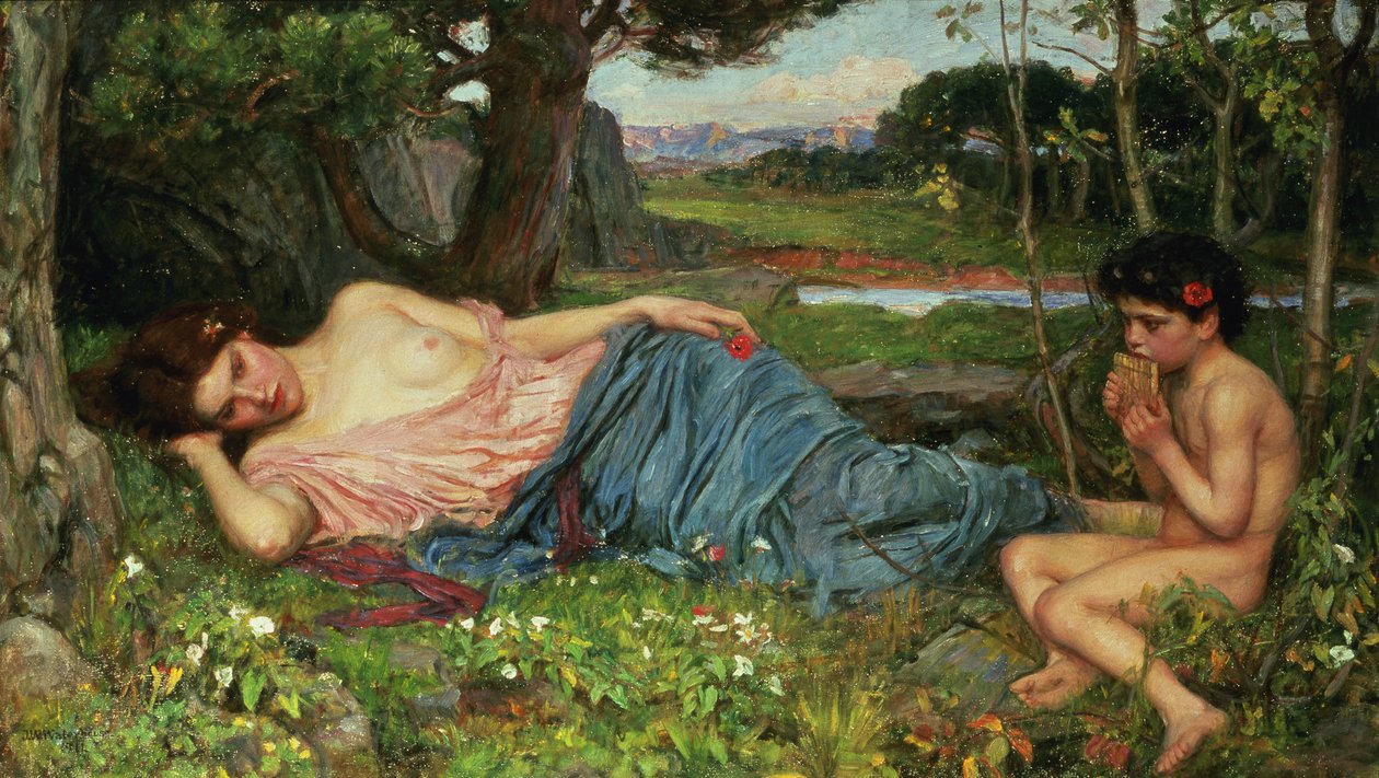 Luister naar mijn zoete fluitspel, 1911 door John William Waterhouse