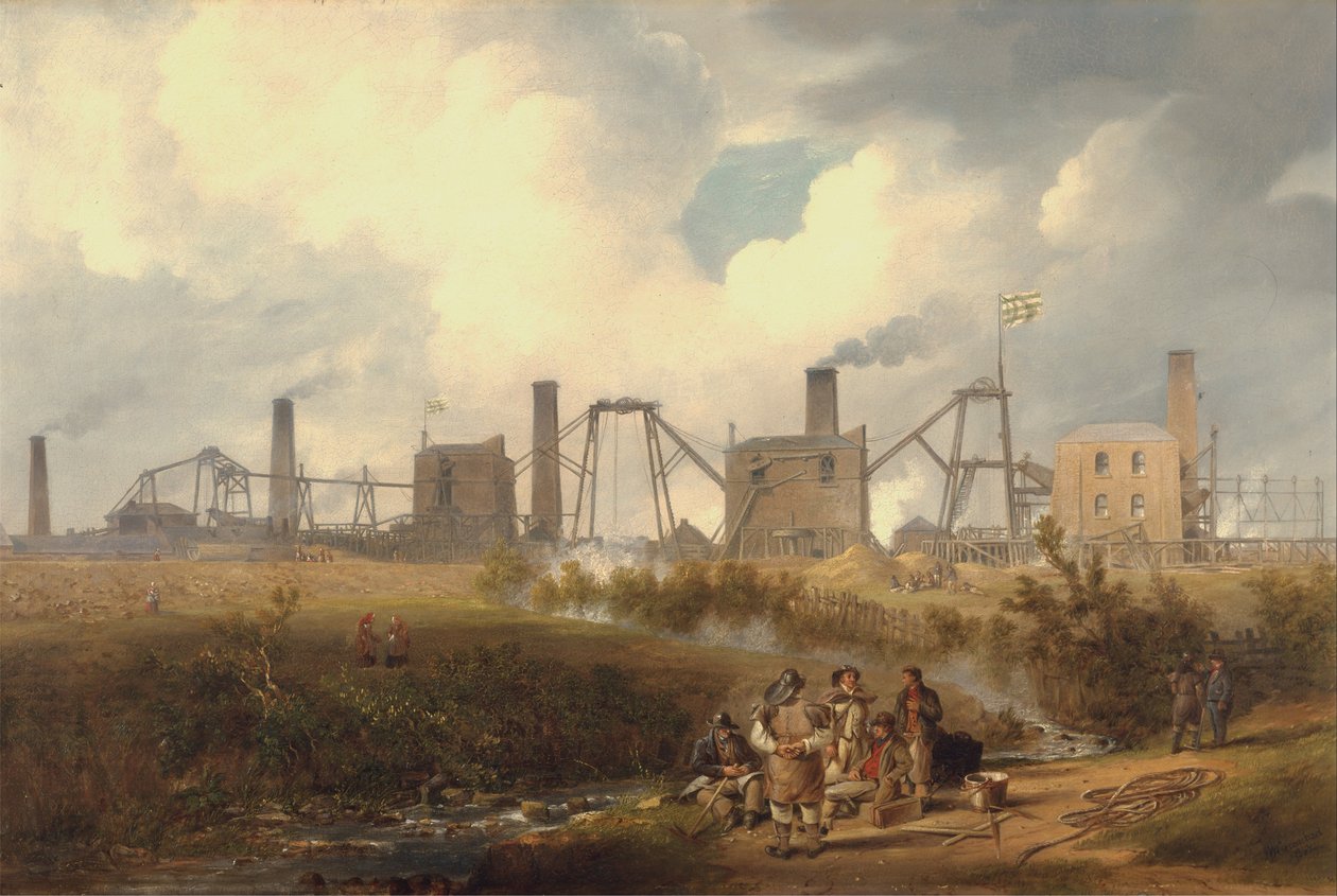 Een uitzicht op Murton Colliery nabij Seaham, County Durham door John Wilson Carmichael