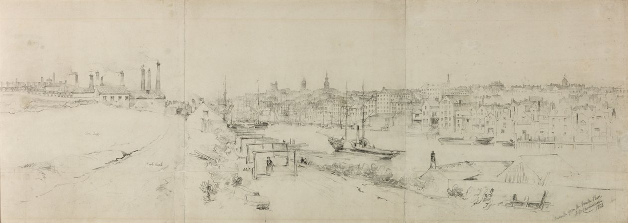 Newcastle vanaf de zuidoever door John Wilson Carmichael