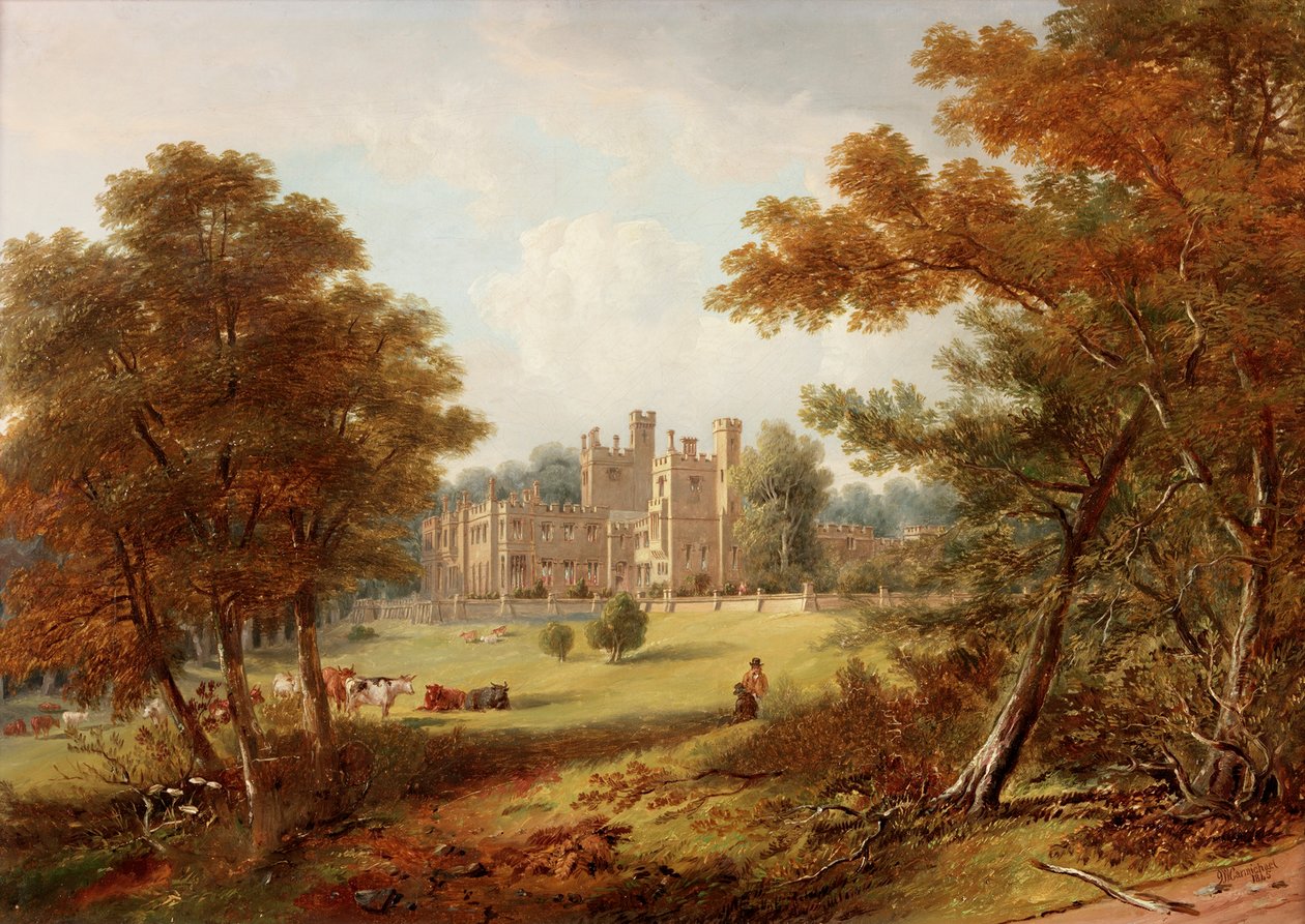 De tuinzijde, Beaufront Castle, 1845 door John Wilson Carmichael