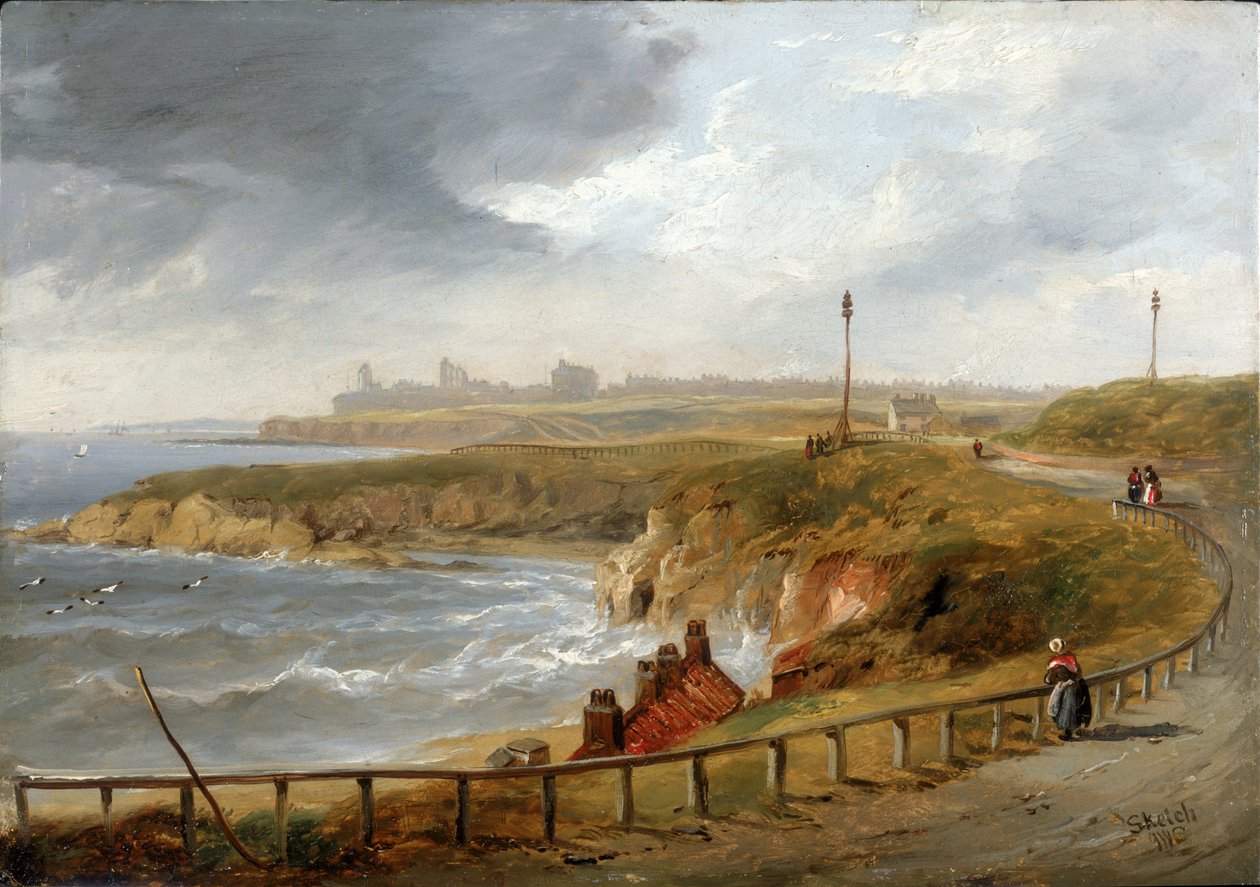 Tynemouth vanuit Cullercoats door John Wilson Carmichael