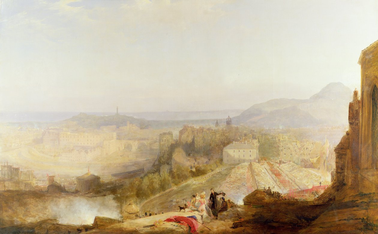 Een militaire parade ter gelegenheid van het bezoek van George IV aan Edinburgh, 1823 door John Wilson Ewbank