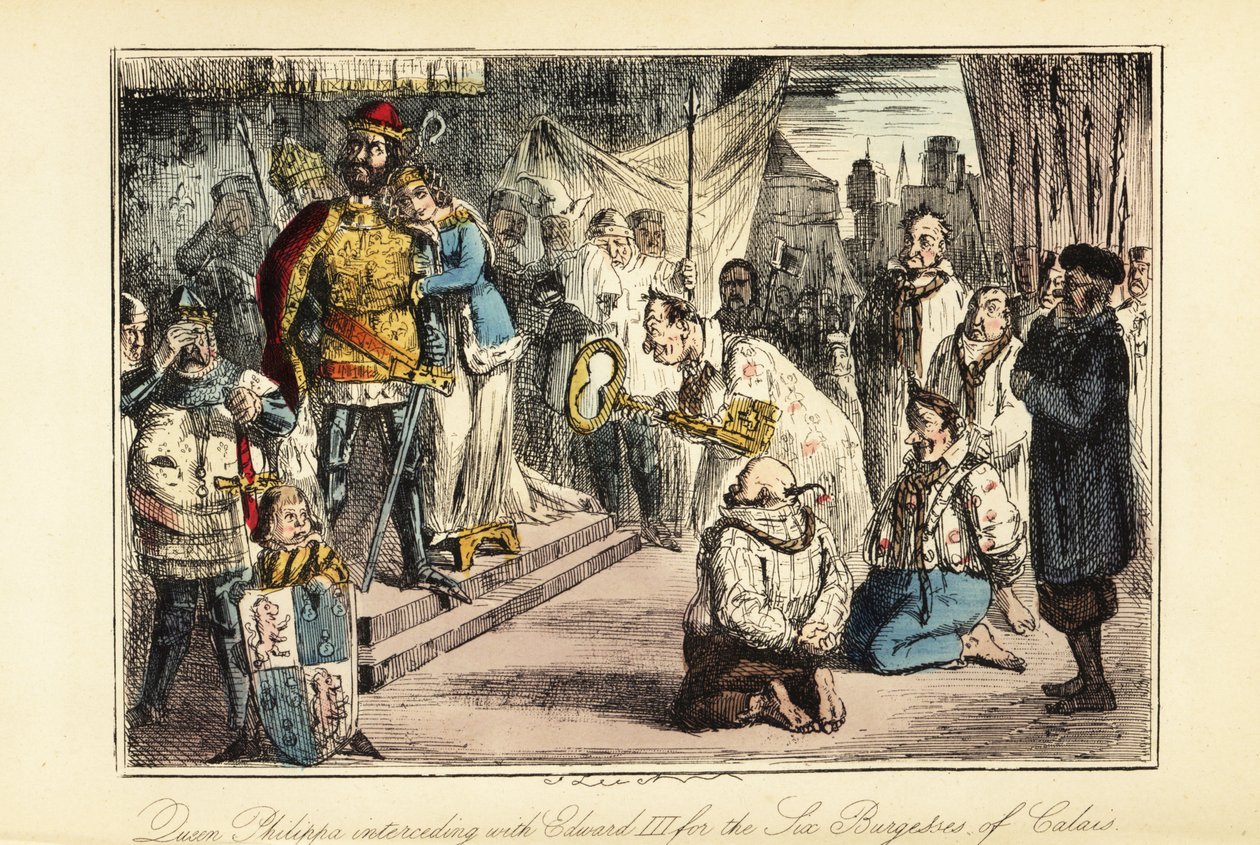 Koning Edward III van Engeland na het Beleg van Calais in 1347 door John (after) Leech