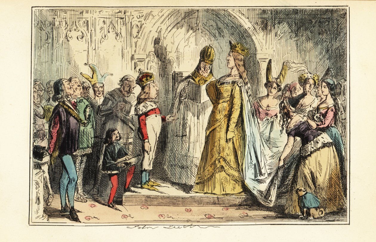 Koning Hendrik VI van Engeland getrouwd met Margaretha van Anjou in Titchfield Abbey, 23 april 1445 door John (after) Leech
