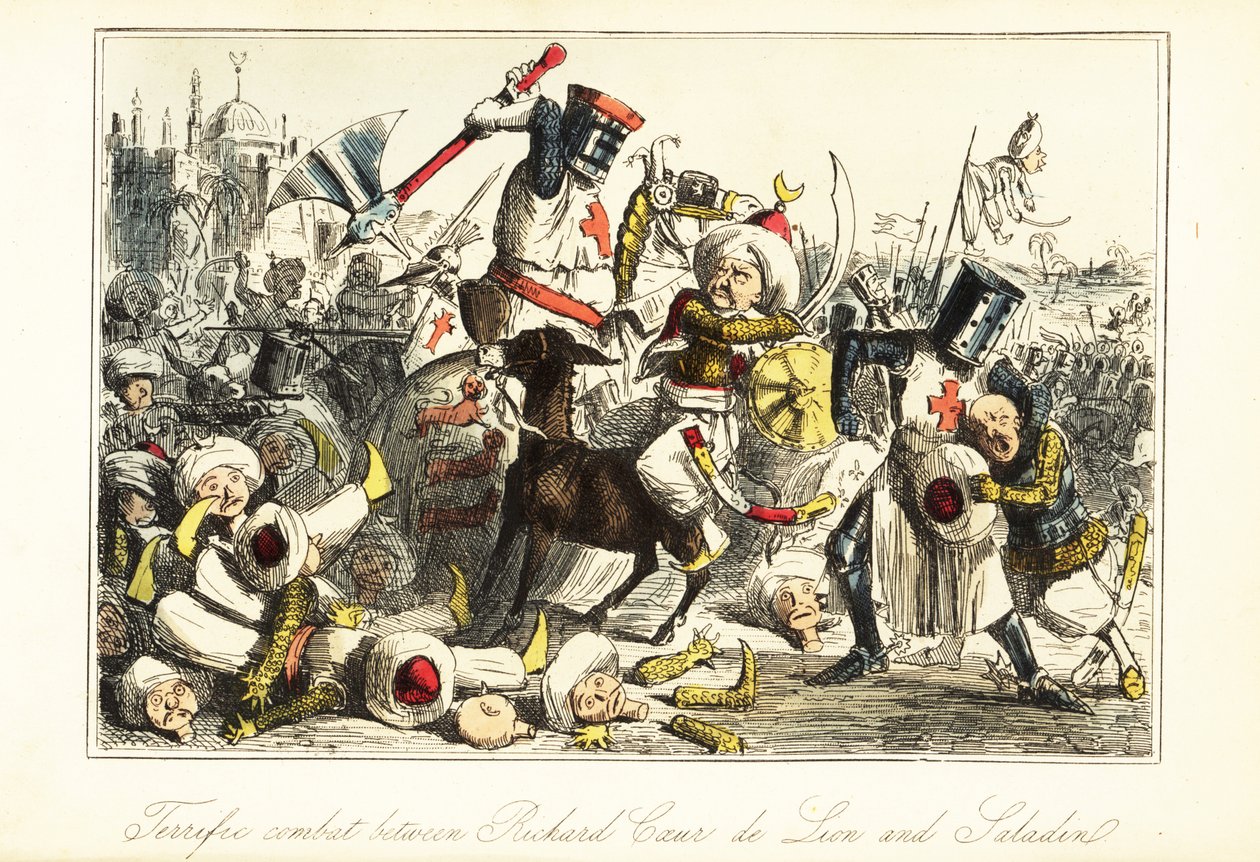 Koning Richard I vecht tegen Saladin in de Slag bij Arsuf, Palestina door John (after) Leech
