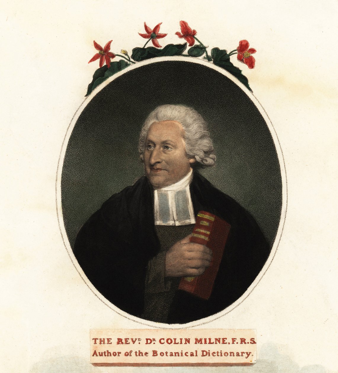 Portret van Colin Milne, botanicus (gravure) door John (after) Russell