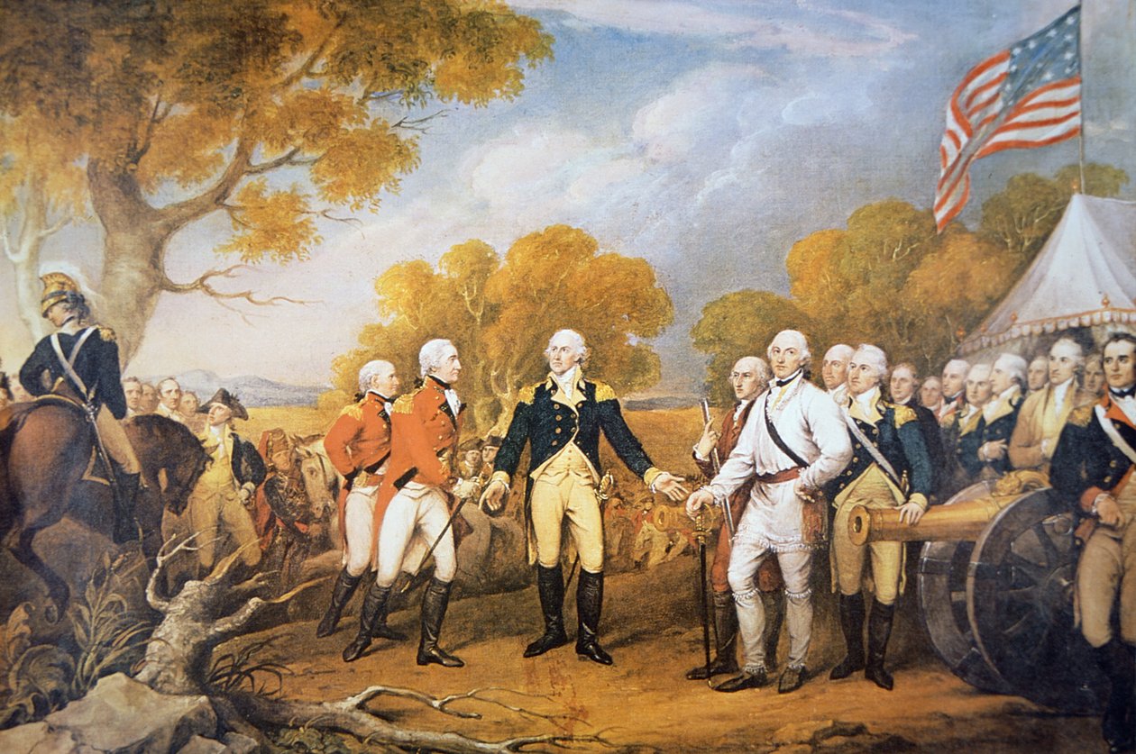 Overgave van generaal Burgoyne bij Saratoga, New York door John (after) Trumbull