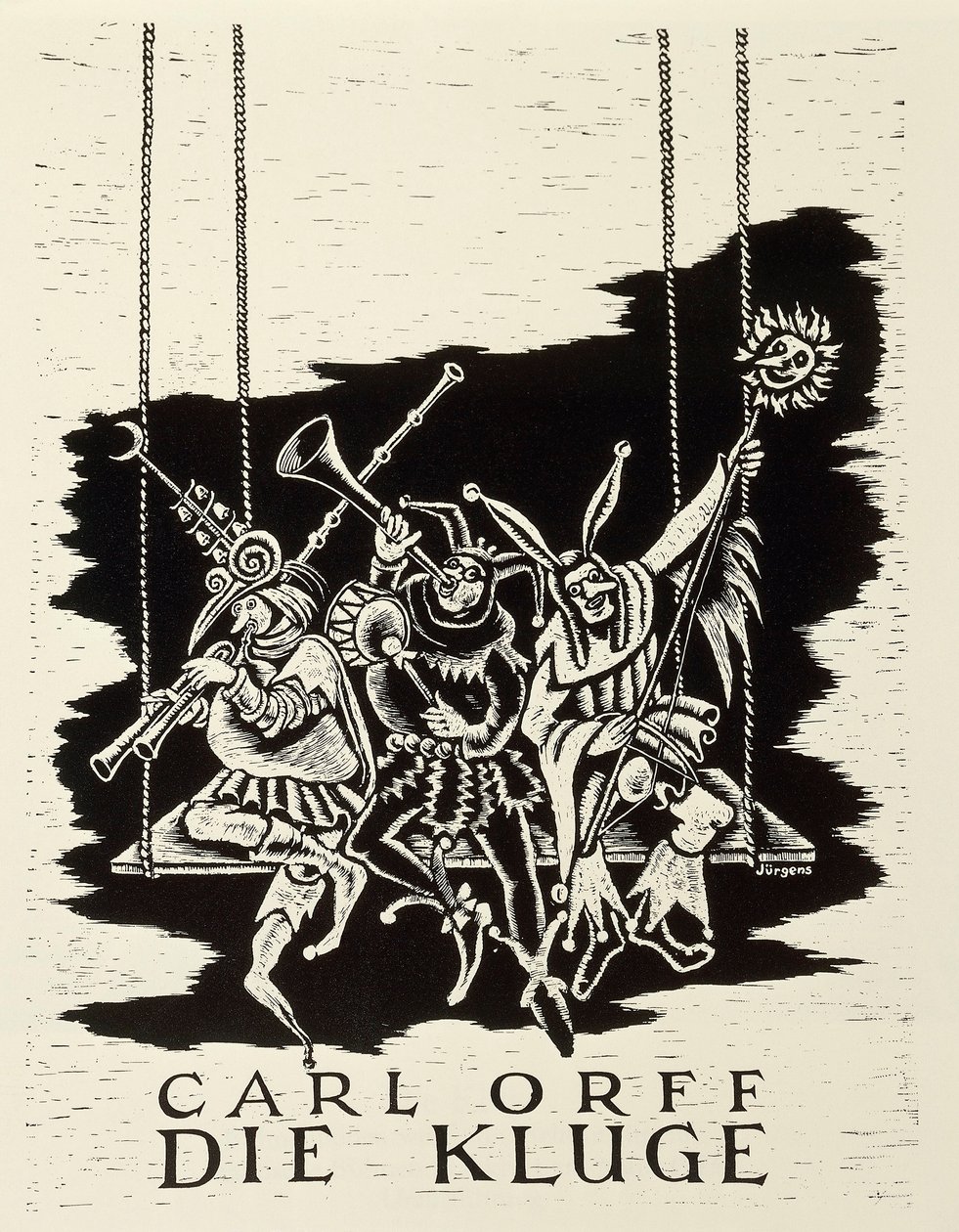 Speelbiljet voor première van Die Kluge door Carl Orff in Frankfurt door Walter Charles Mills