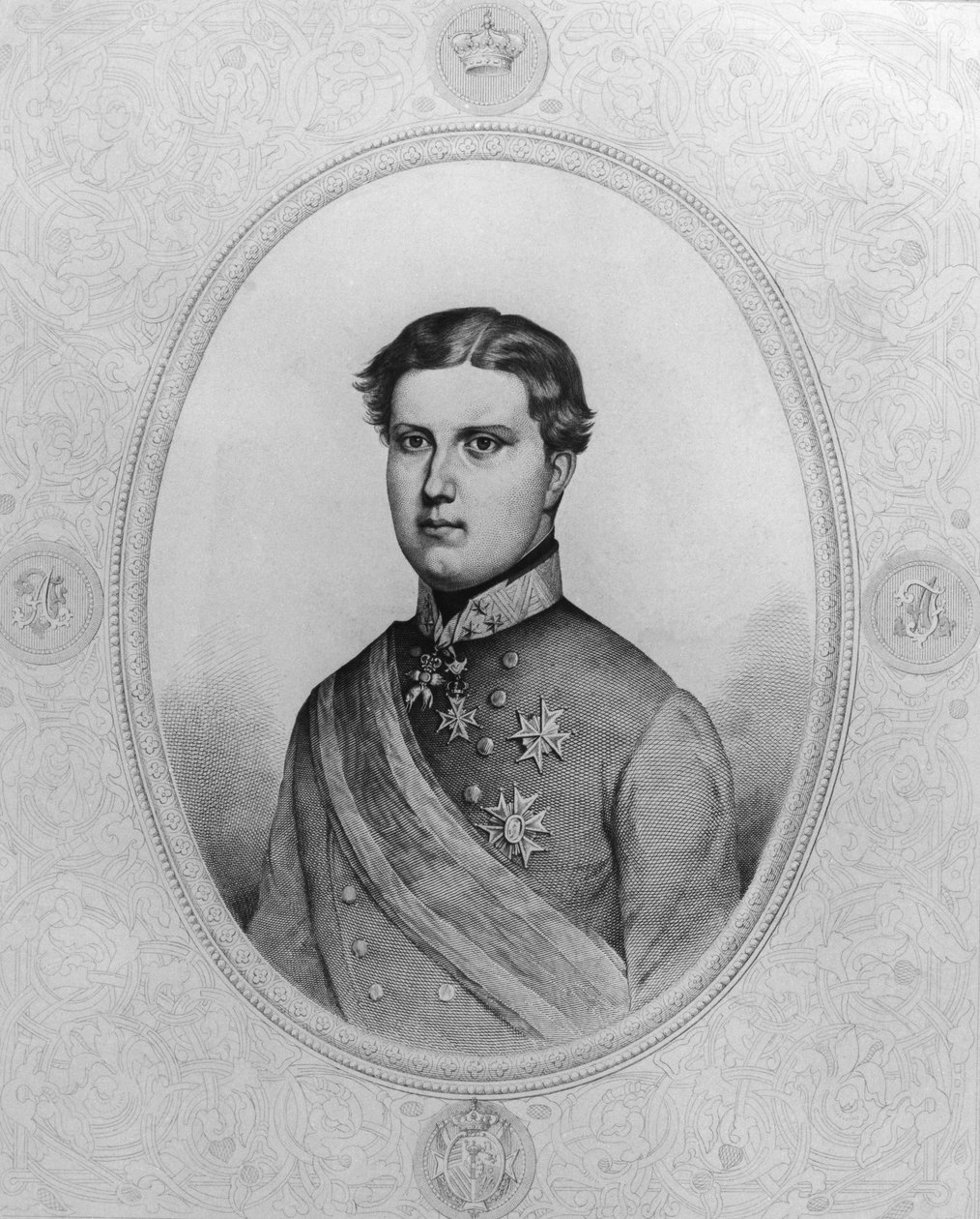 Portret van Ferdinand IV van Habsburg-Lorraine (1835-1908), laatste groothertog van Toscane van 1859 tot 1860, gravure door Walter Charles Mills