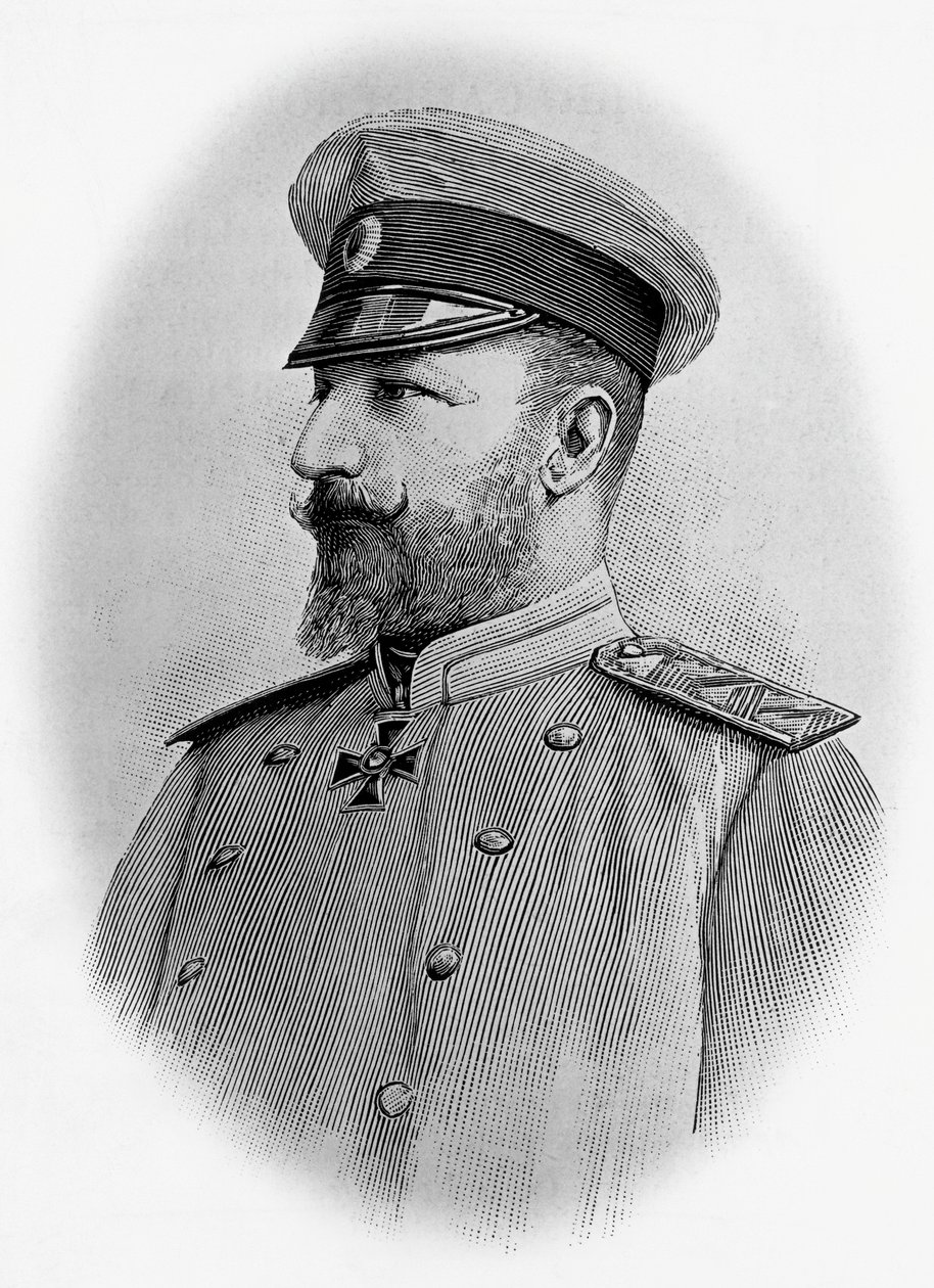 Portret van Ferdinand I (1861-1948), tsaar van Bulgarije, gravure door Walter Charles Mills