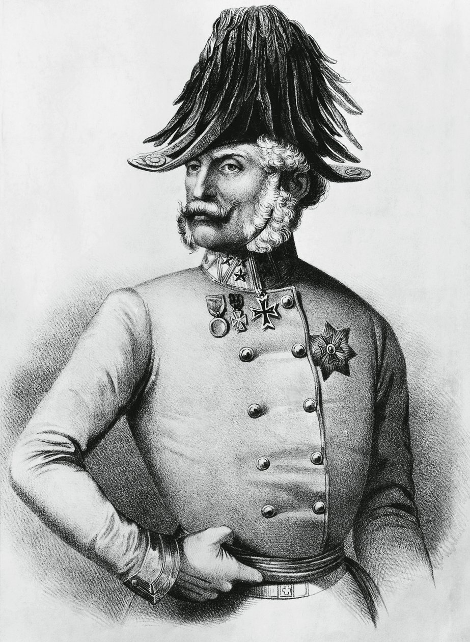 Portret van Ferencz Gyulai (1798-1868), Oostenrijks-Hongaarse generaal en politicus, gravure door Walter Charles Mills